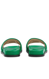 Gg Matelassé Slide Sandal In Green Gucci