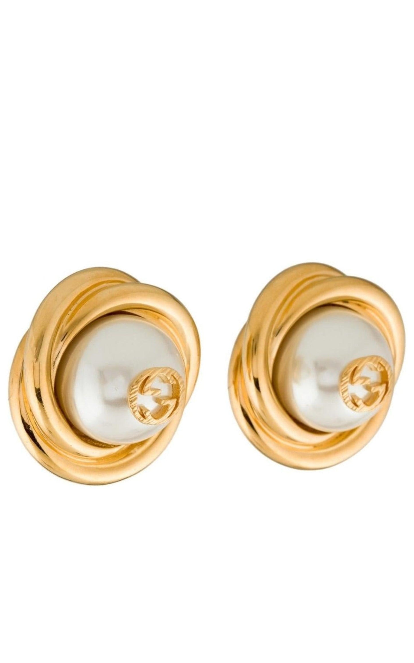 Gold-tone Double G Faux Pearl Clip-on Earrings Gucci