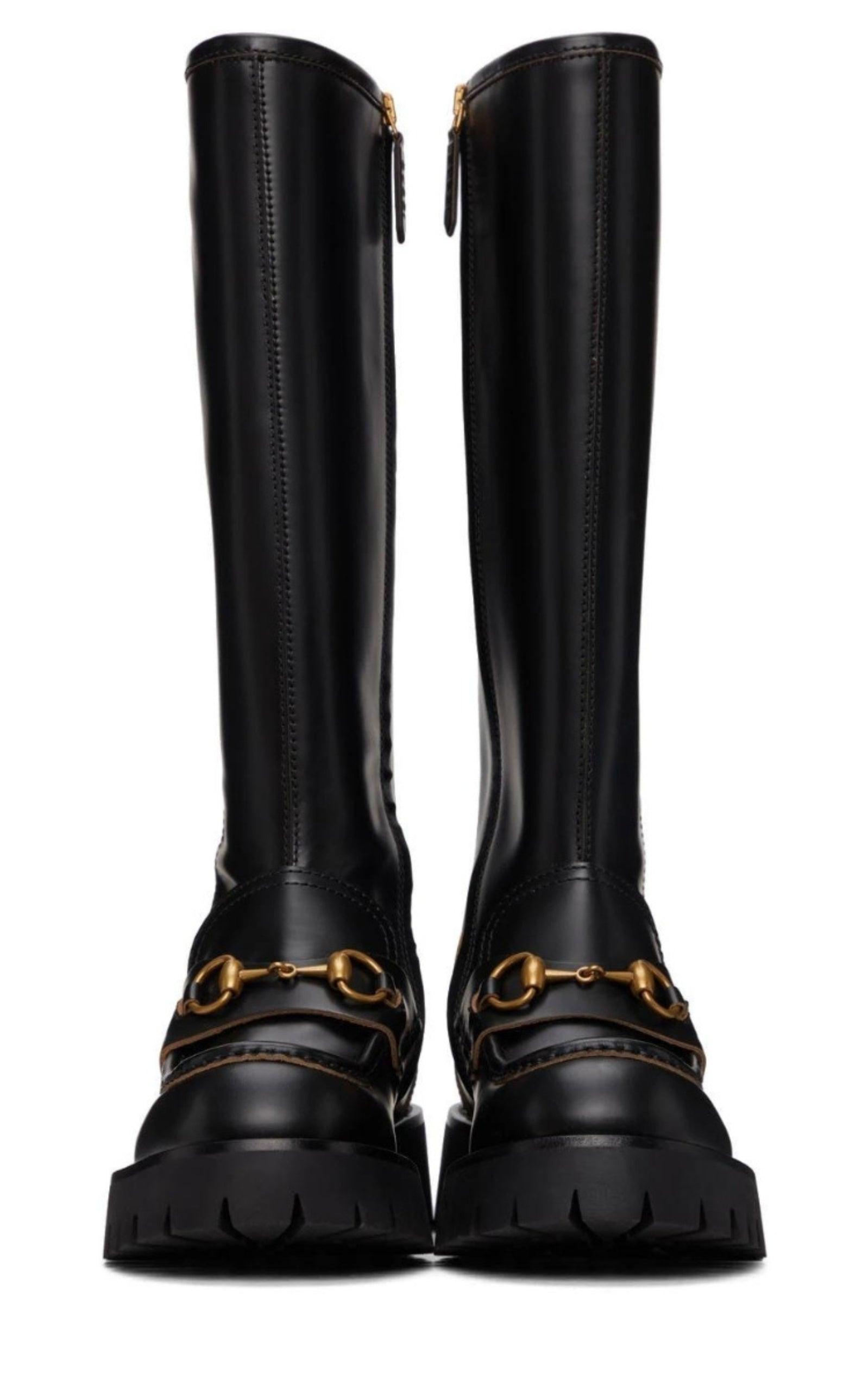 Horsebit Detail Knee-high Boots Gucci