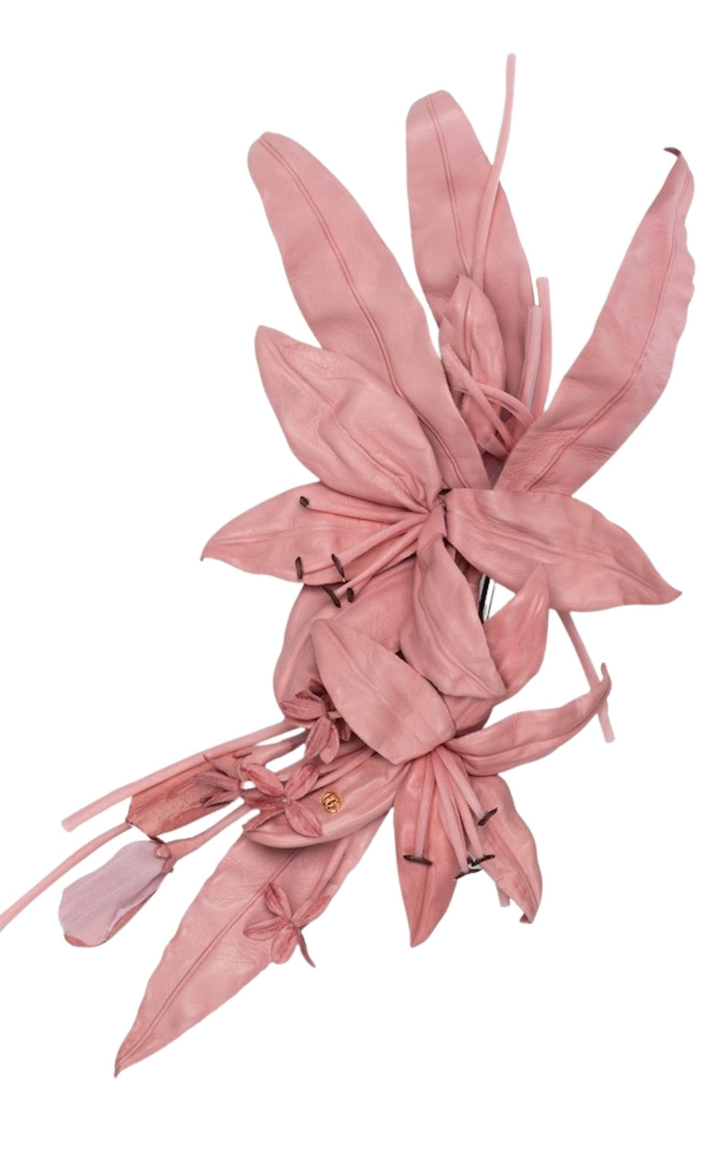 Gucci Leather Pink Flower Brooch