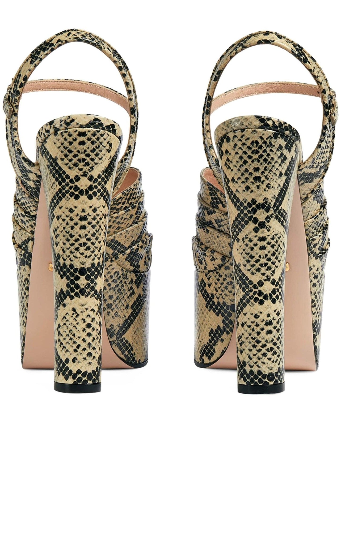 Leather Python Print Platform Sandals Gucci