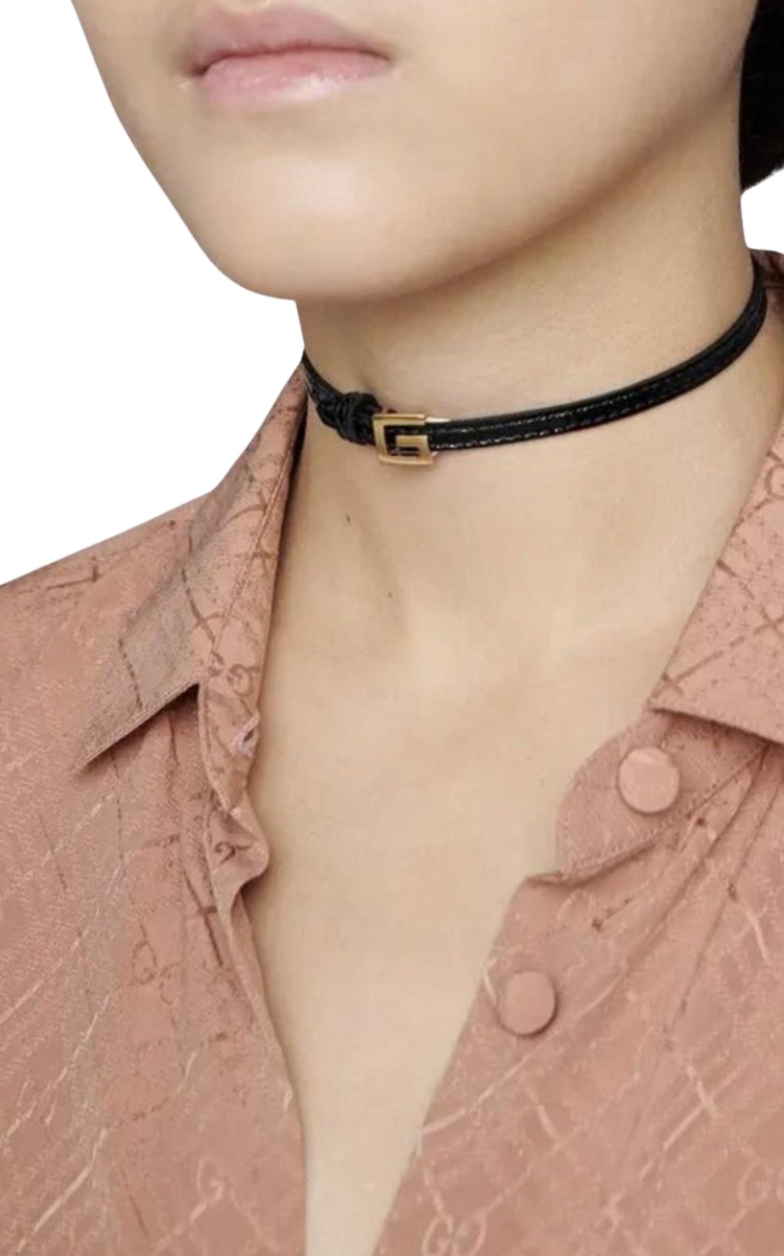 Leather Square GG Choker Gucci