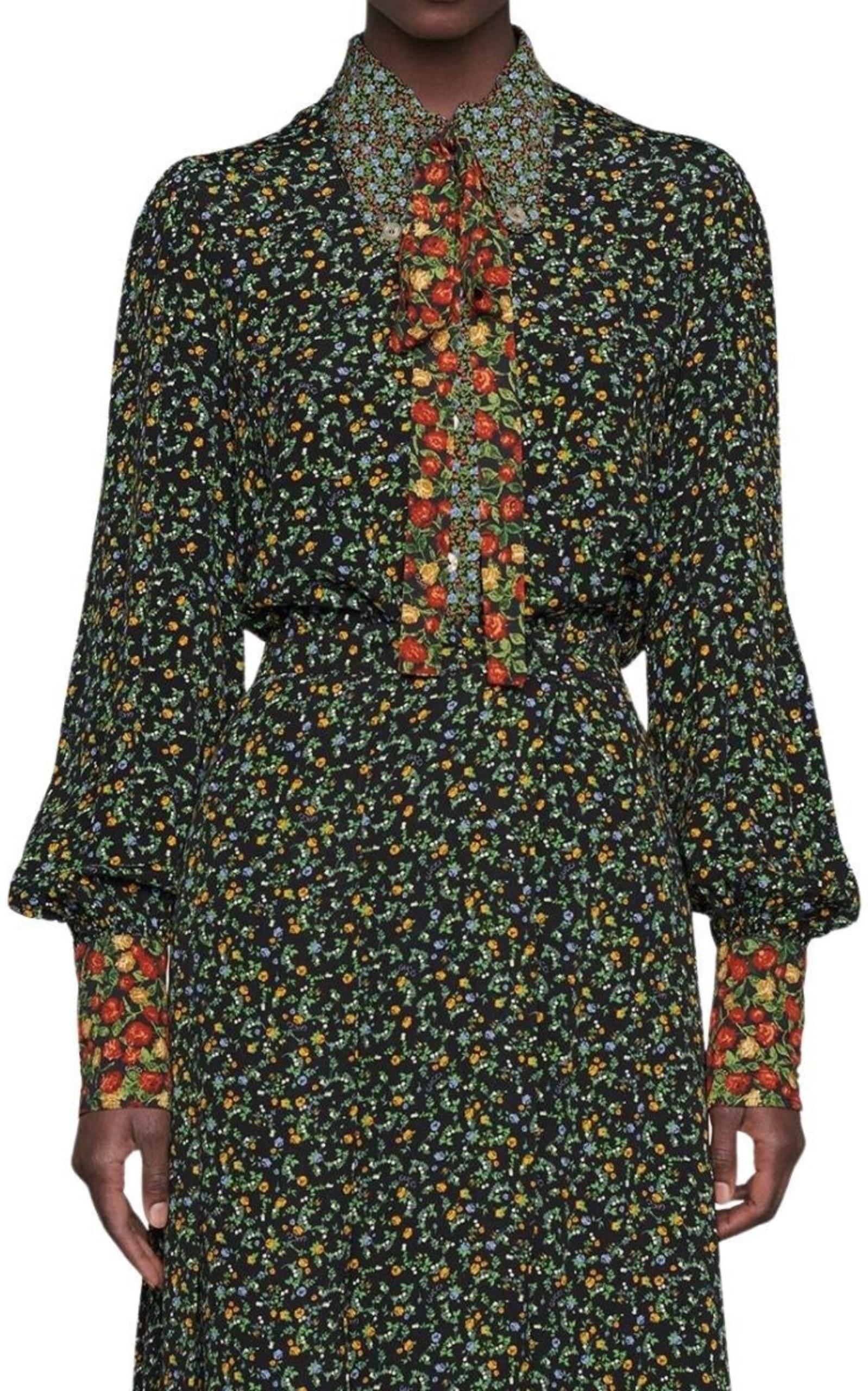 Liberty Floral Bow Detail Shirt Gucci