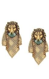 Lion Head Mesh Earrings Gucci