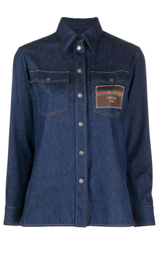 Logo-patch Denim Shirt Gucci