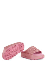 Gucci Miami GG-Embossed Glittered Rubber Slides - Runway Catalog