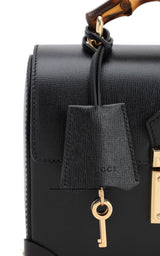 Padlock Small Bamboo Black Shoulder Bag Gucci