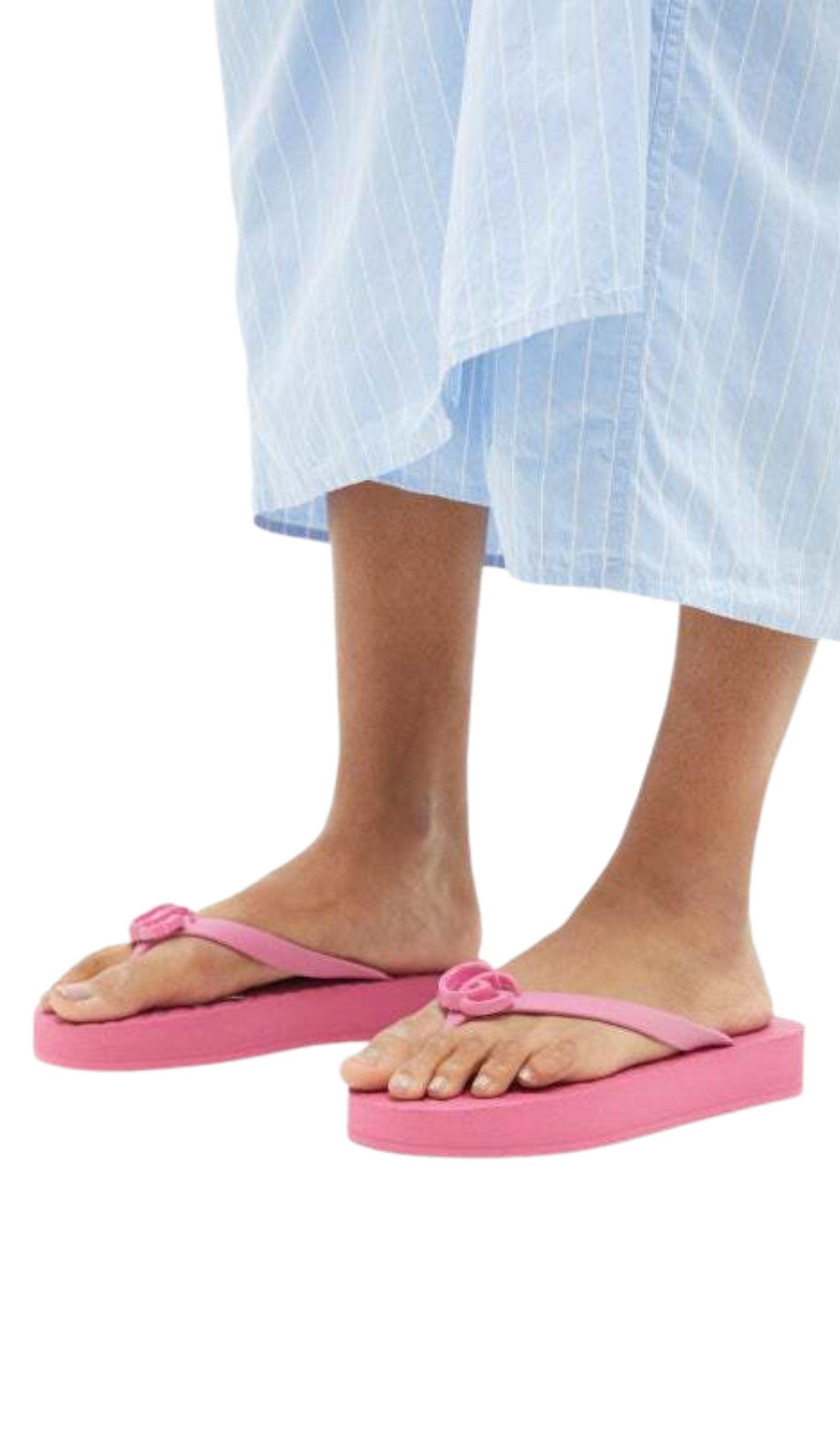 Pascar GG Platform Flip Flop In Pink Gucci