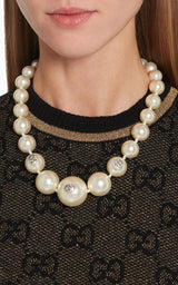 Pearl and Strawberry Closure Necklace Gucci