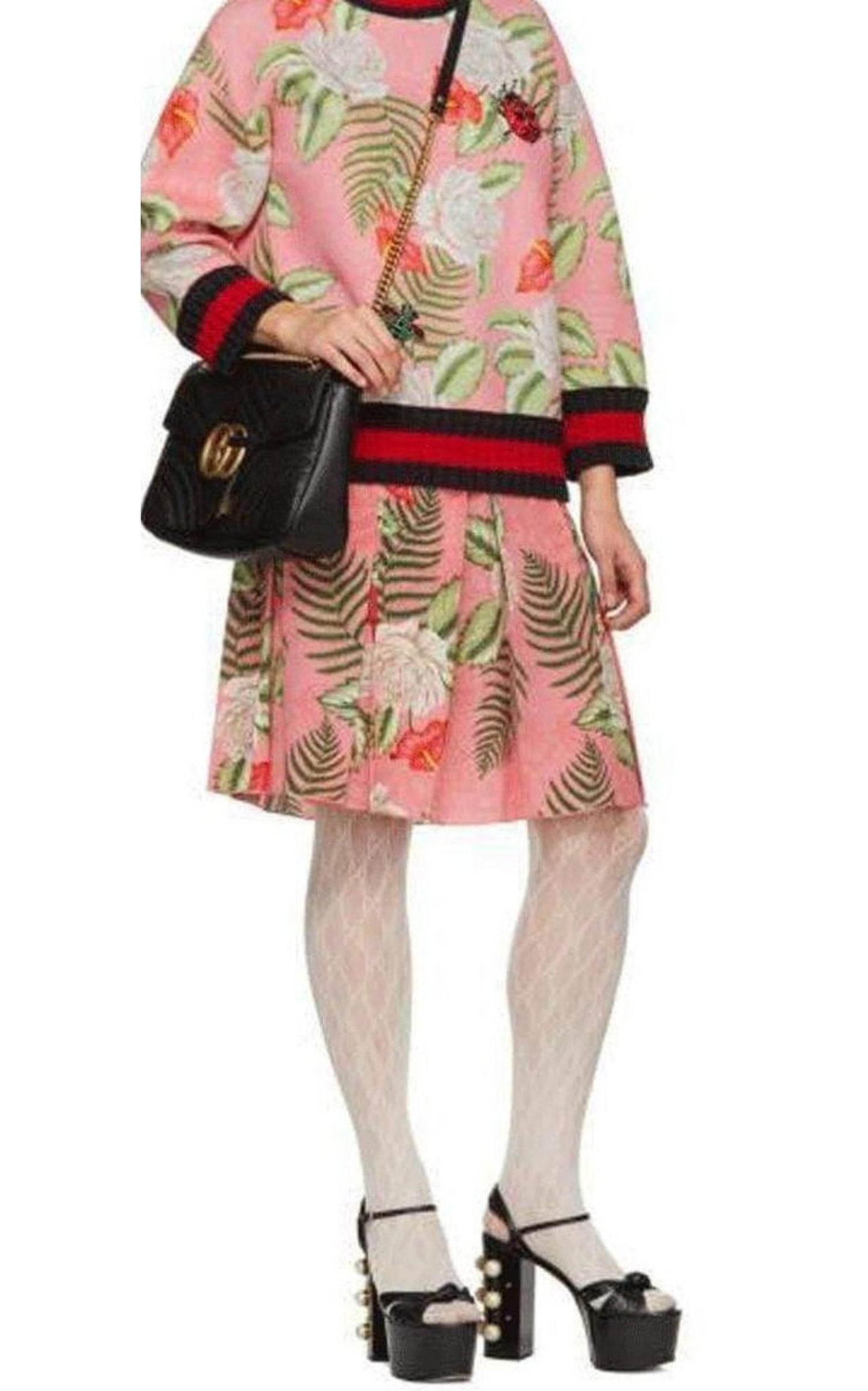 Pink Floral Pleated Mini Skirt Gucci