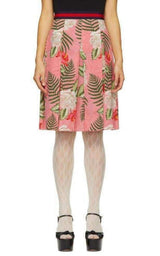 Pink Floral Pleated Mini Skirt Gucci