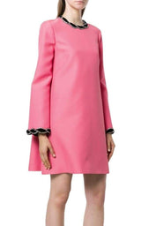 Pink Velvet Trim Dress Gucci