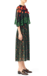 Printed Fil Coupe Cape Dress Gucci