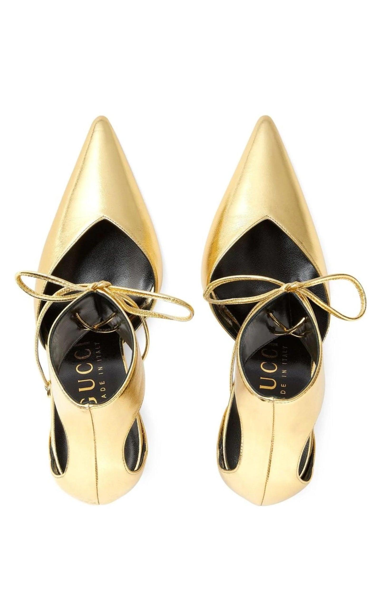 Gucci Priscilla Glossed-Leather Pumps in Gold - Runway Catalog