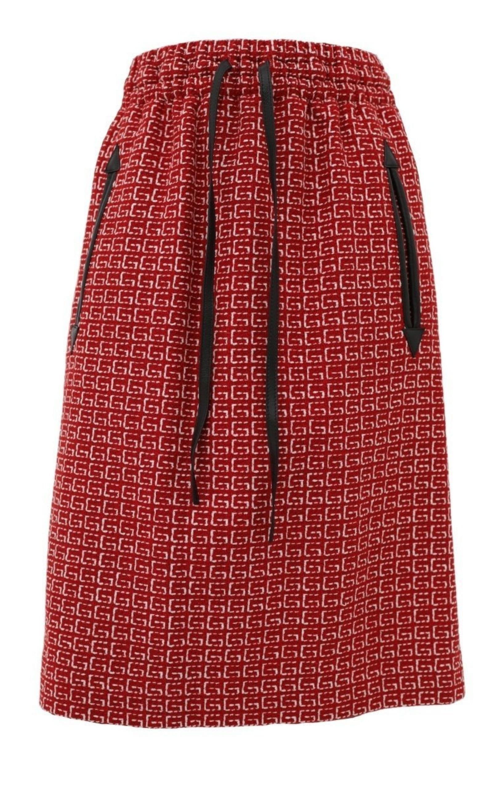 Red Jacquard GG Drawstring Skirt Gucci