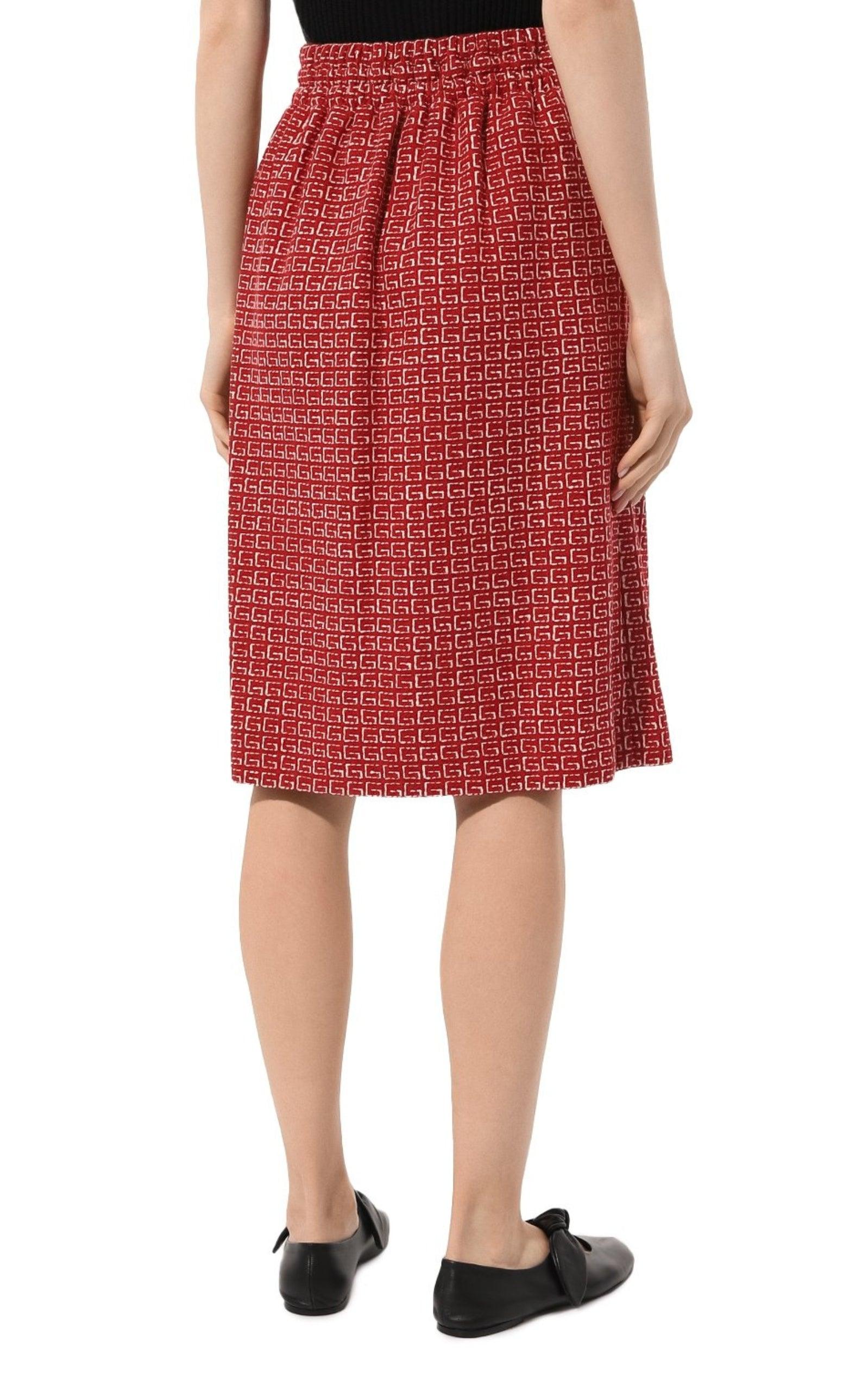 Red Jacquard GG Drawstring Skirt Gucci