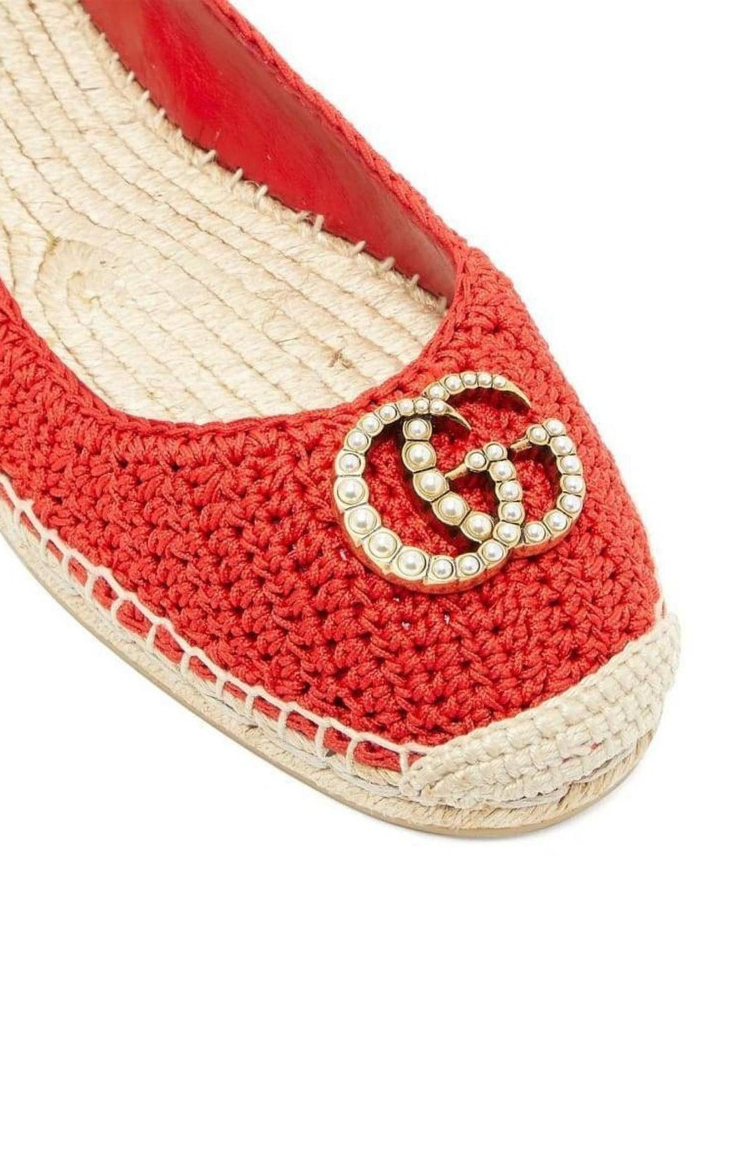 Red Lilibeth GG Faux Pearl-embellished Espadrilles Gucci