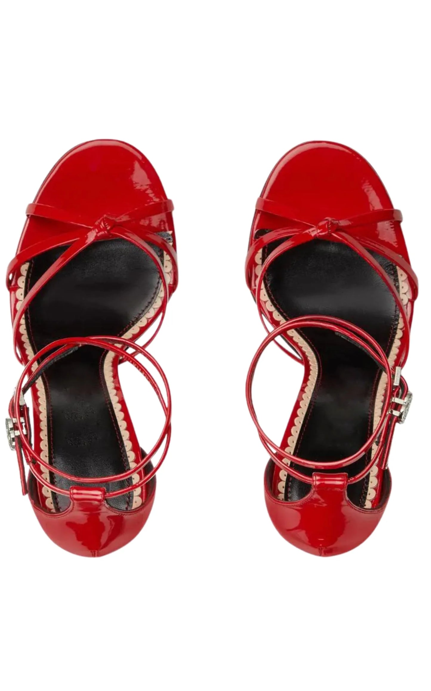 Gucci Red Patent Leather Sandals Double G Ankle Strap