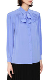 Ruffle-neck Silk Blouse Gucci