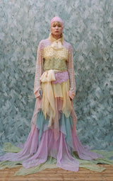 Ruffled Gown Embellished with Pearls Rhinestones Gucci