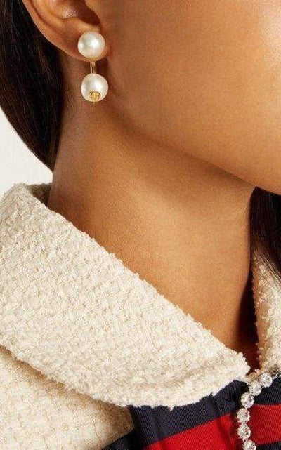 Single Earring with Pearls in Gold Gucci