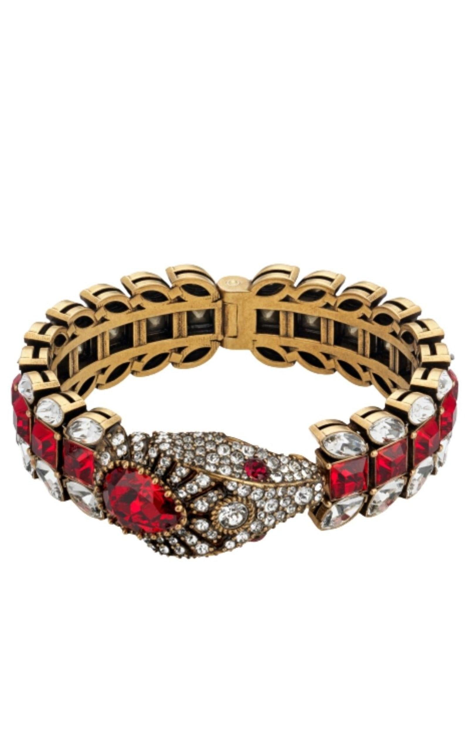 Snake Motif Crystal-embellished Bracelet Gucci