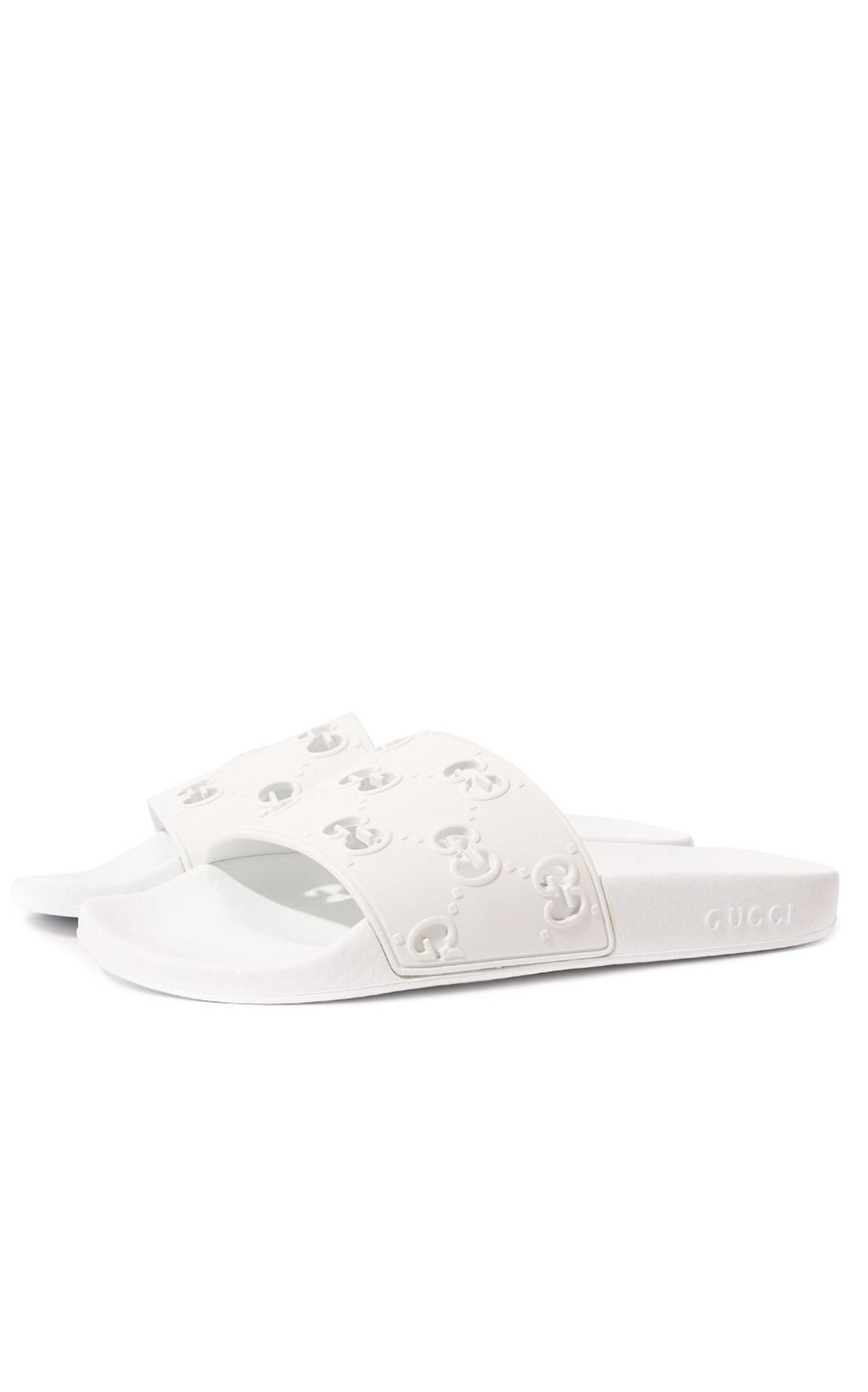 White GG Slide Sandal Gucci