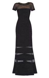 Gweneth Multi Stitch Crochet Detail Gown Herve Leger