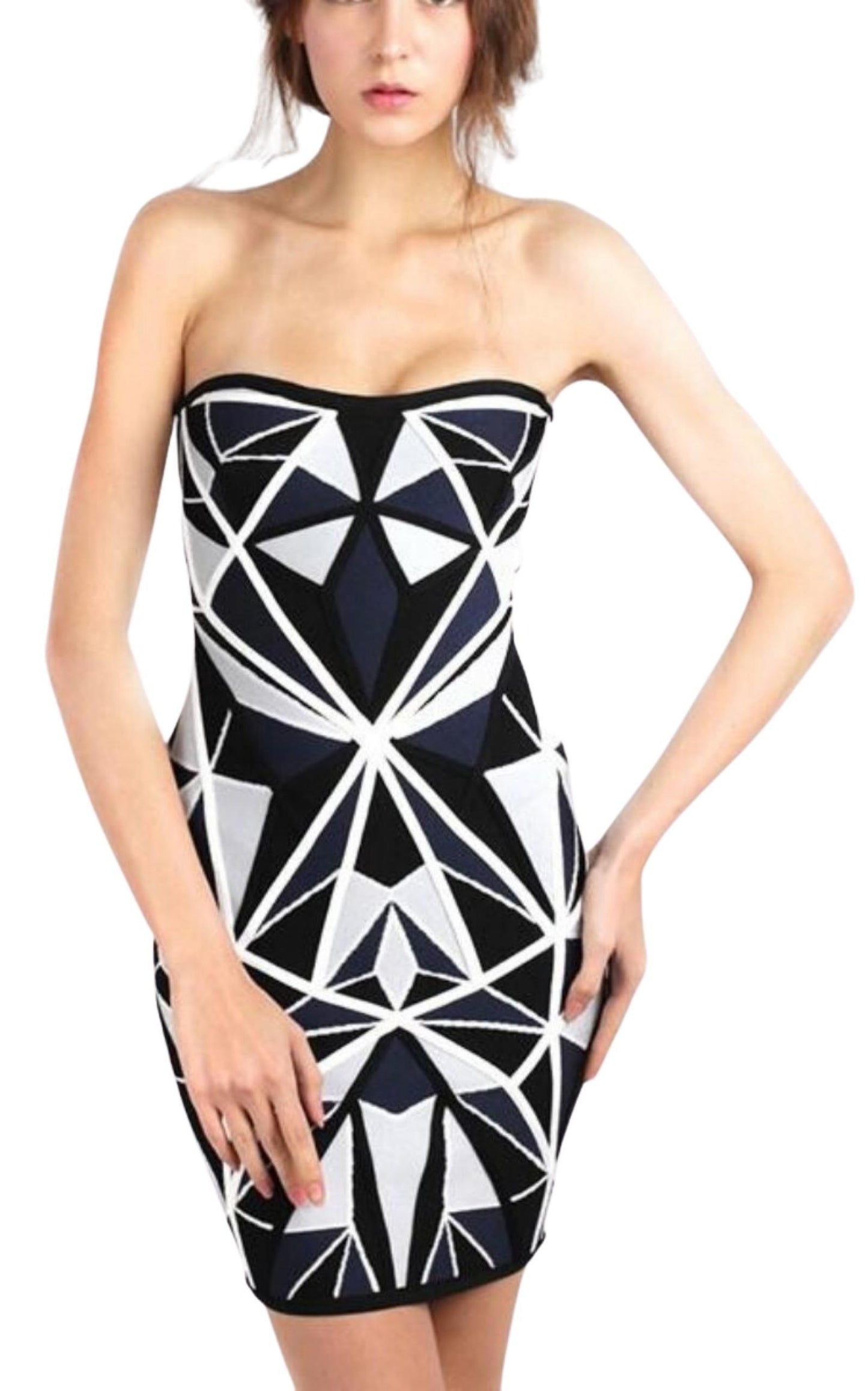 Jamari Geometric Patchwork Jacquard Dress Herve Leger