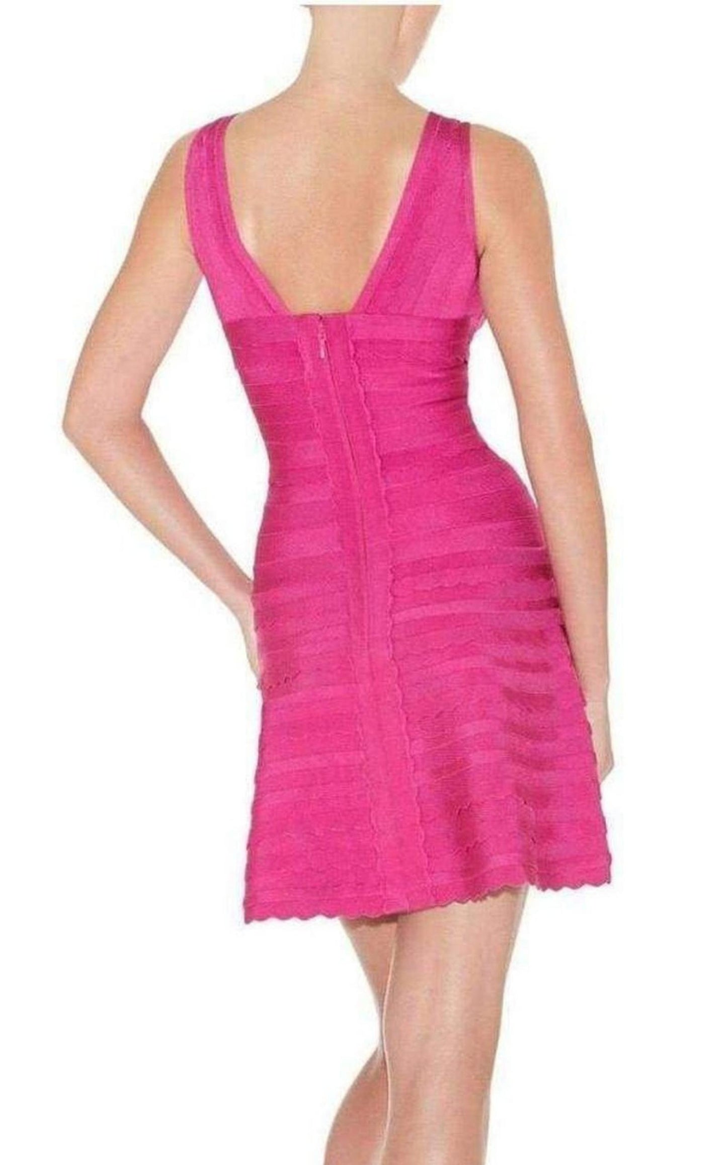 Nikayla Scalloped Edge Caprice Pink Dress Herve Leger