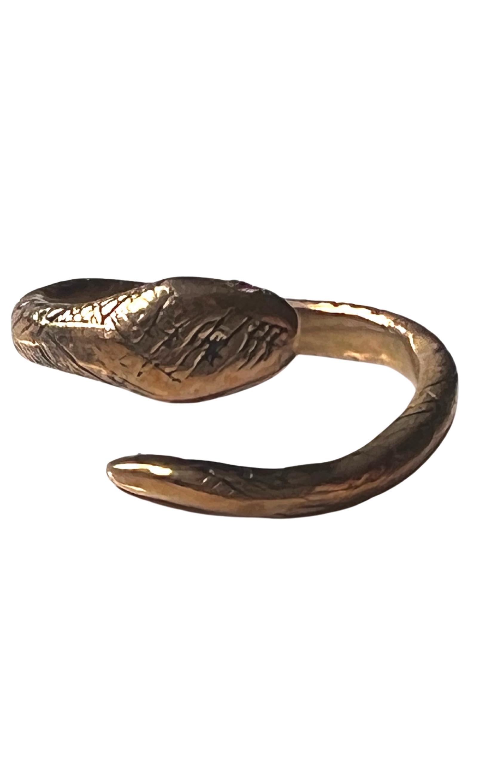 Ruby Snake Ring Bronze Adjustable J Dauphin