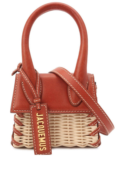 Leather and Rattan Chiquito Mini-Bag in Brown Jacquemus