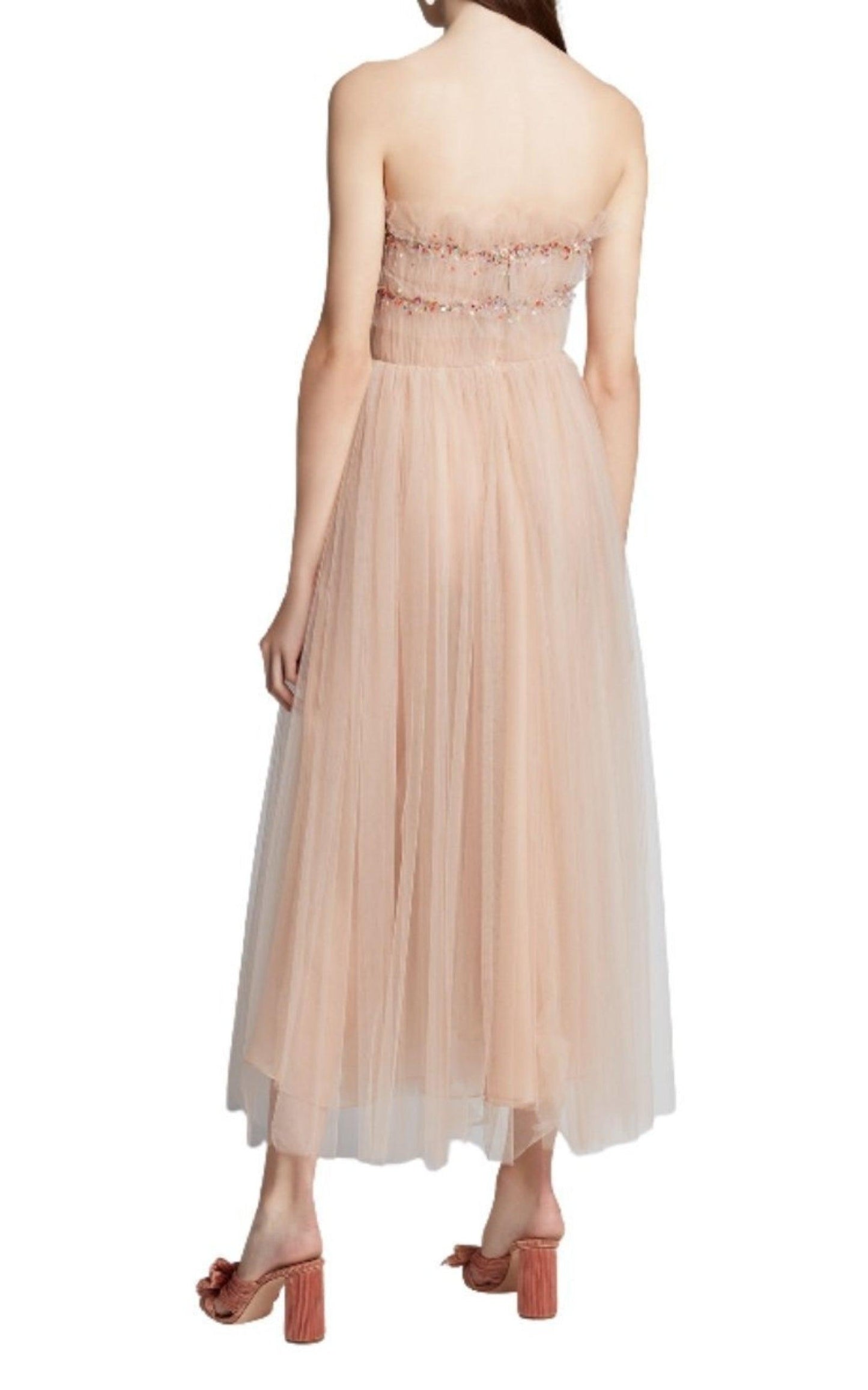 Strapless Ruched Tulle Midi Cocktail Dress Jason Wu