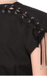 Lace Up Panel Black Cotton Dress Jean Paul Gaultier