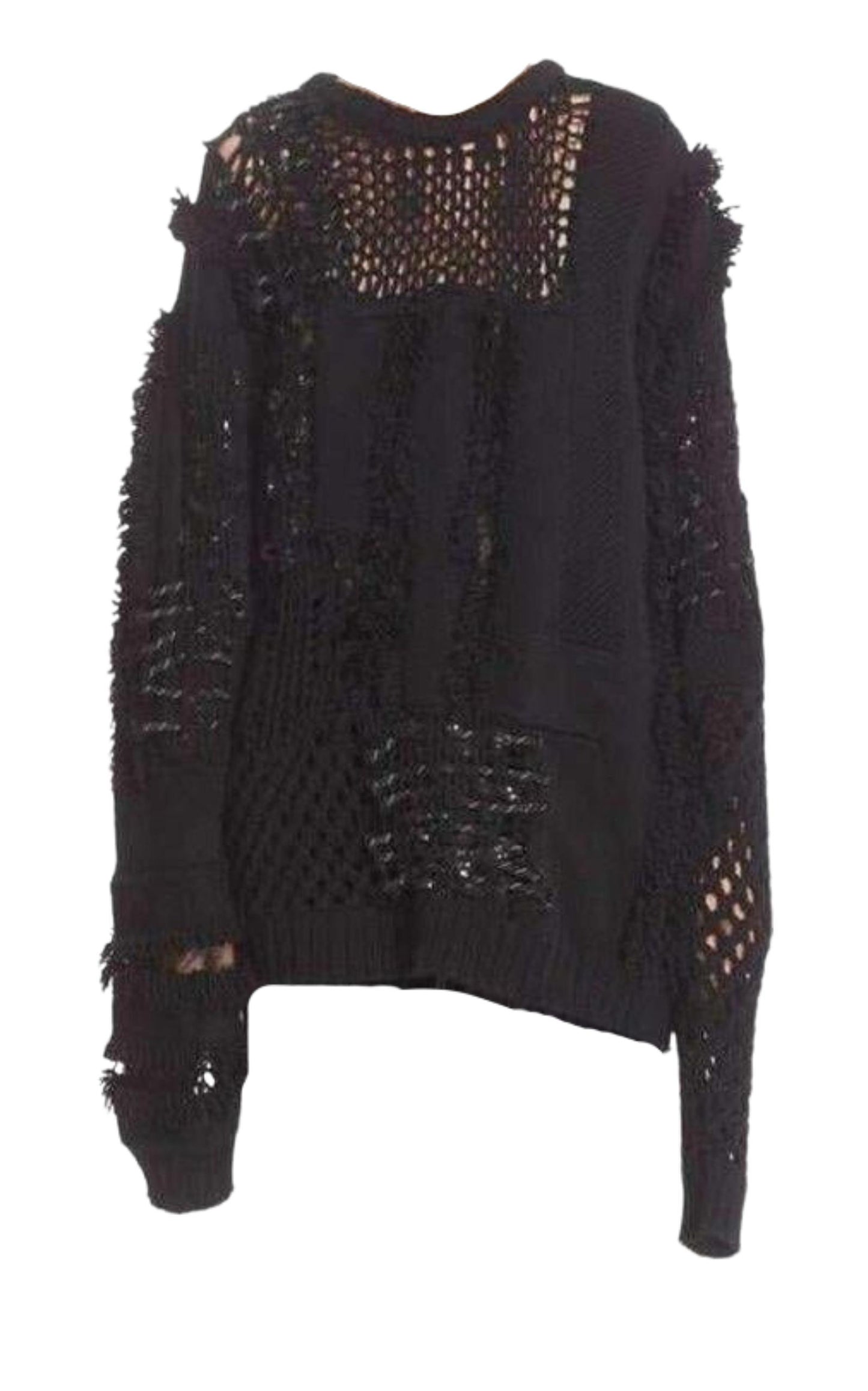 Koché Embellished Open Knit Wool Blend Sweater Koche