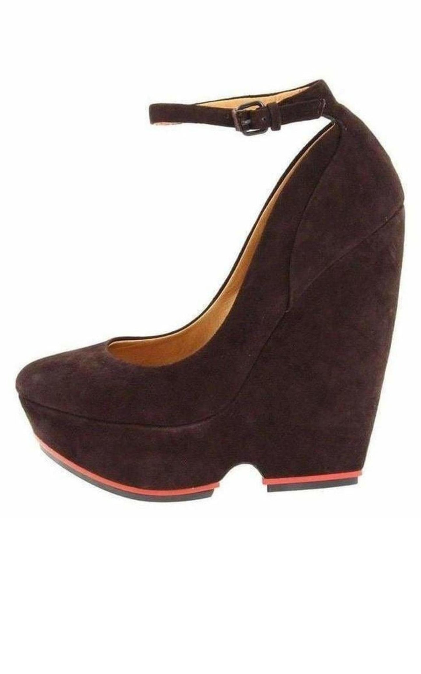 Brown Suede High Wedge Shoes L.A.M.B.