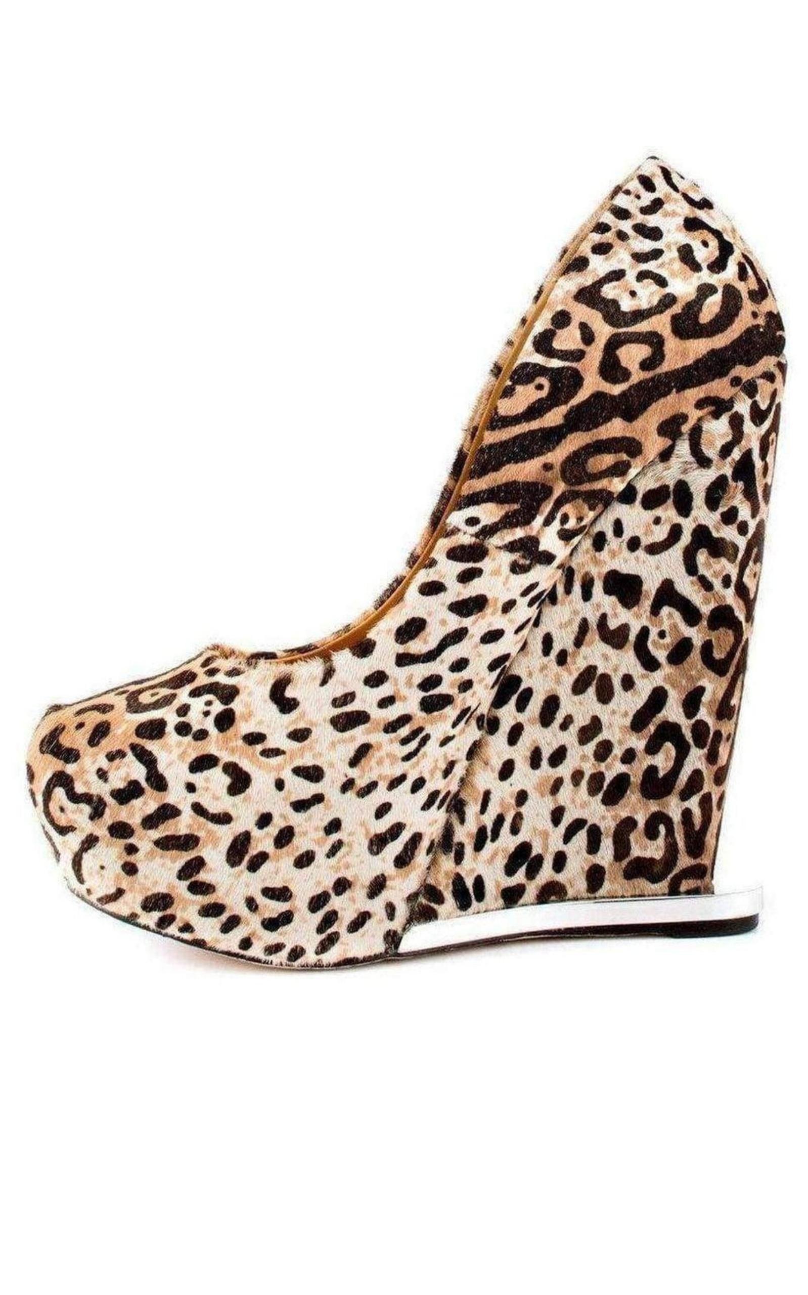 Leopard Print Leather Wedge L.A.M.B.