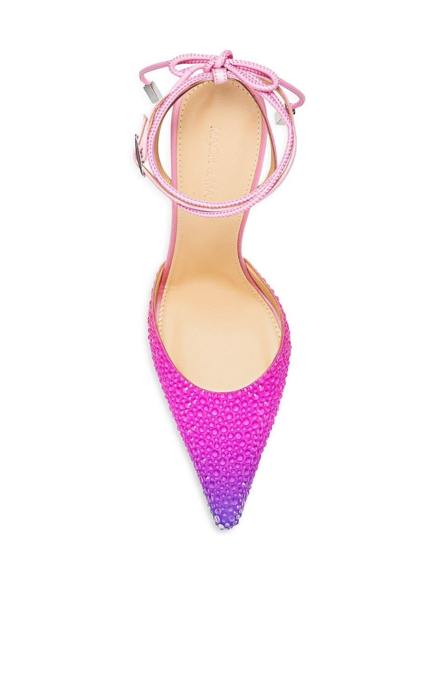 MACH & MACH Crystal Embellished Sandals in Ombre Satin