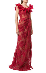 Floral Lace Off-The-Shoulder Gown Marchesa Notte