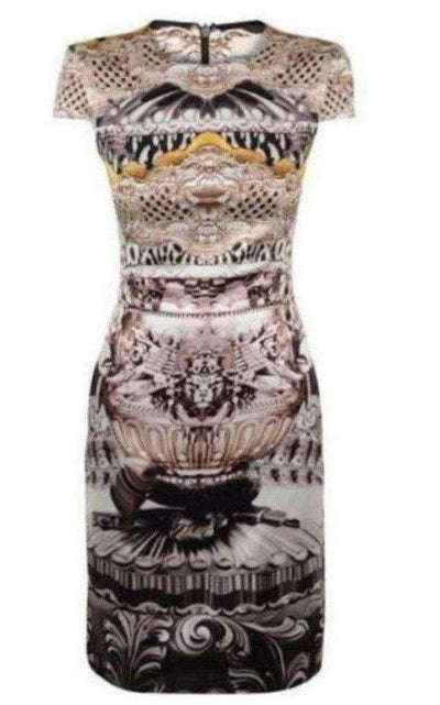 Ebony Scroll Print Silk Dress Mary Katrantzou