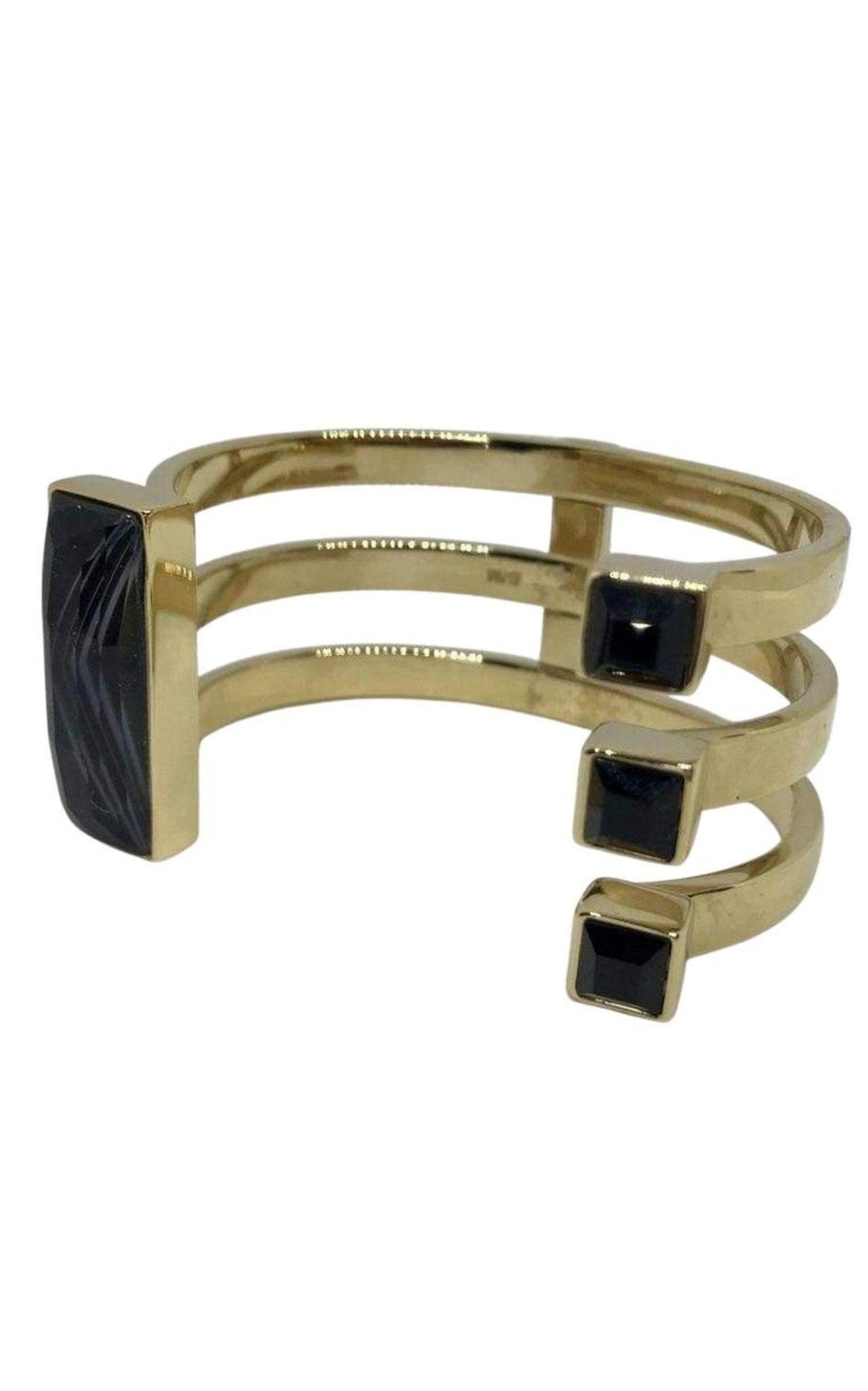 Gold Fay Black Onyx Semiprecious Baguette Bracelet May Moma