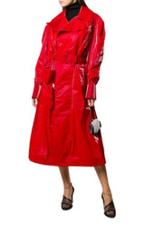 Belted Glossy Red Trench Coat Mugler