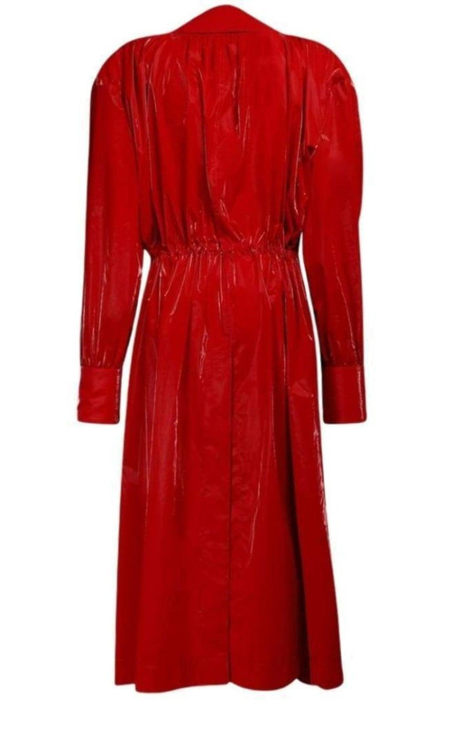 Belted Glossy Red Trench Coat Mugler