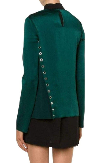 Forest Green Eyelet Detail Blouse Mugler