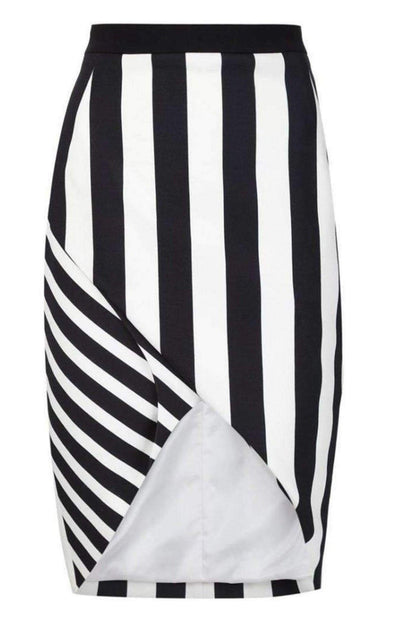 Striped Stretch Crepe Skirt Mugler