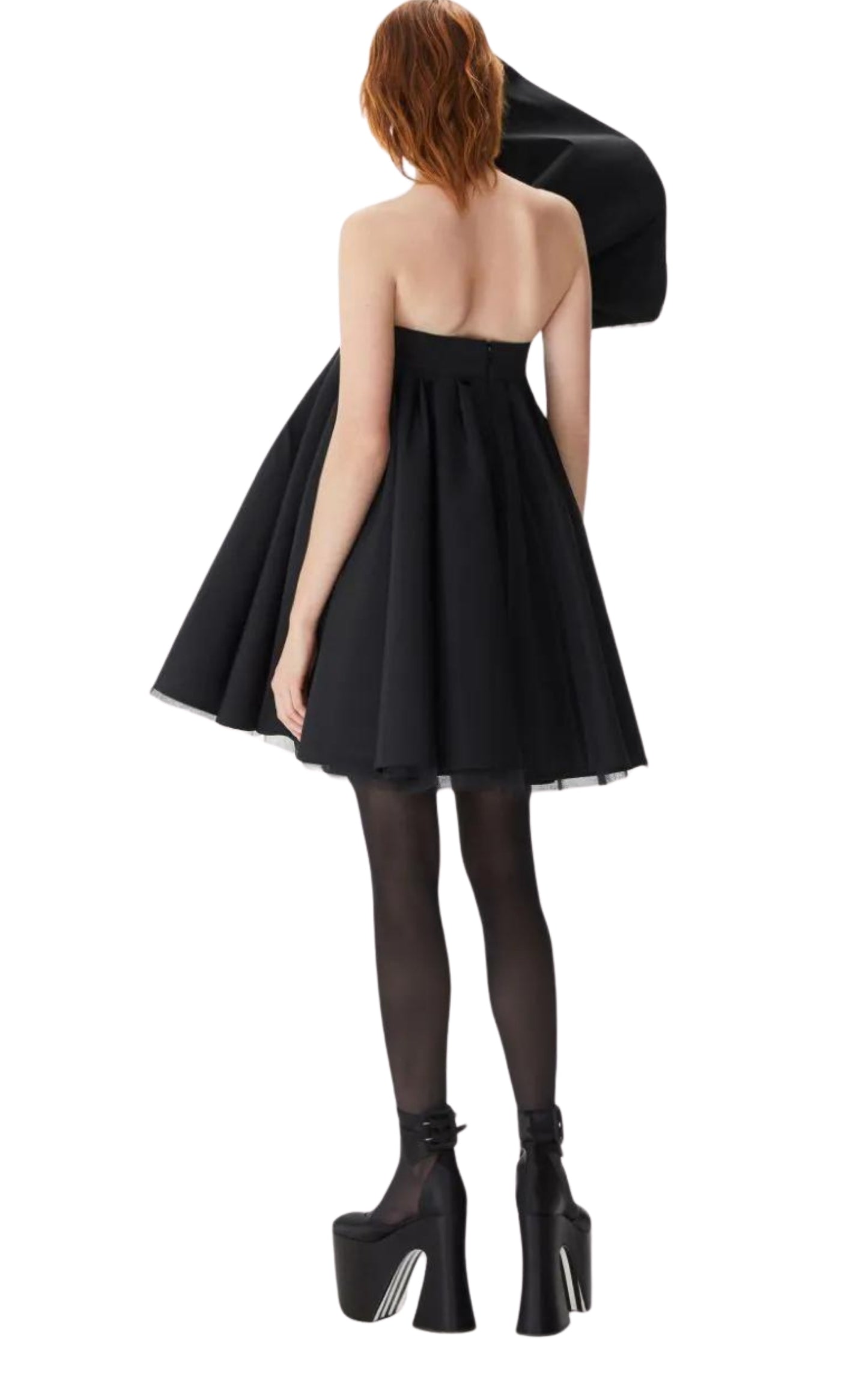 Nina Ricci Asymmetric Flared One-Shoulder Mini Black Dress