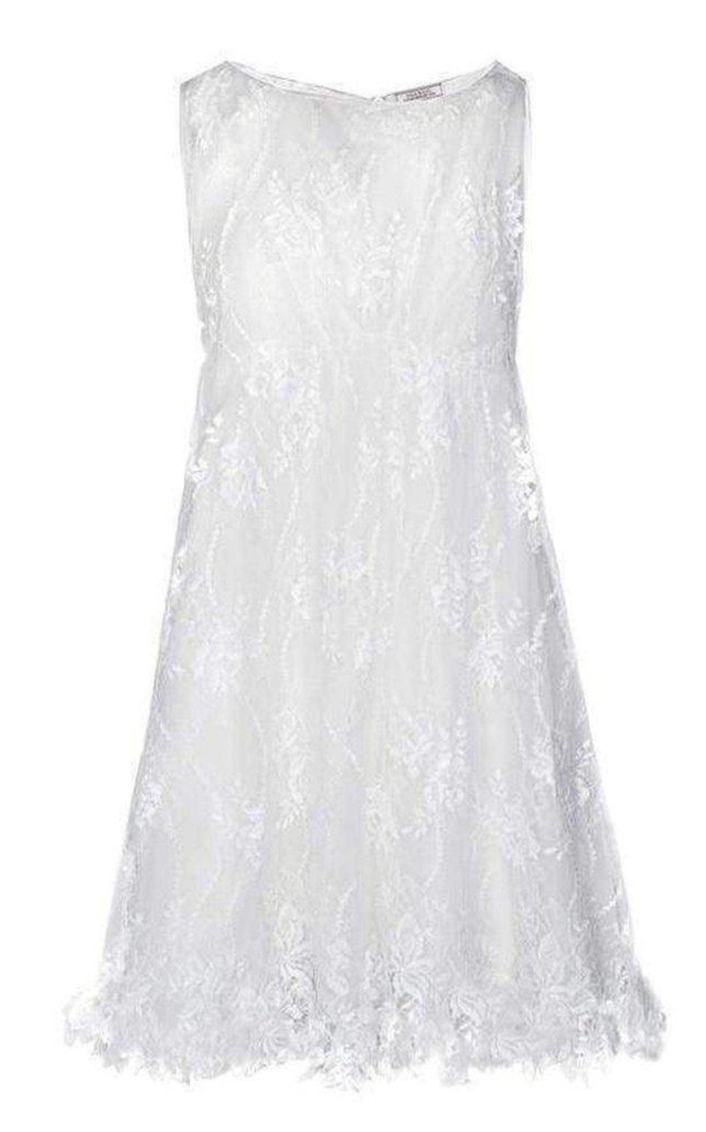 White Cotton Blend Lace Dress Nina Ricci