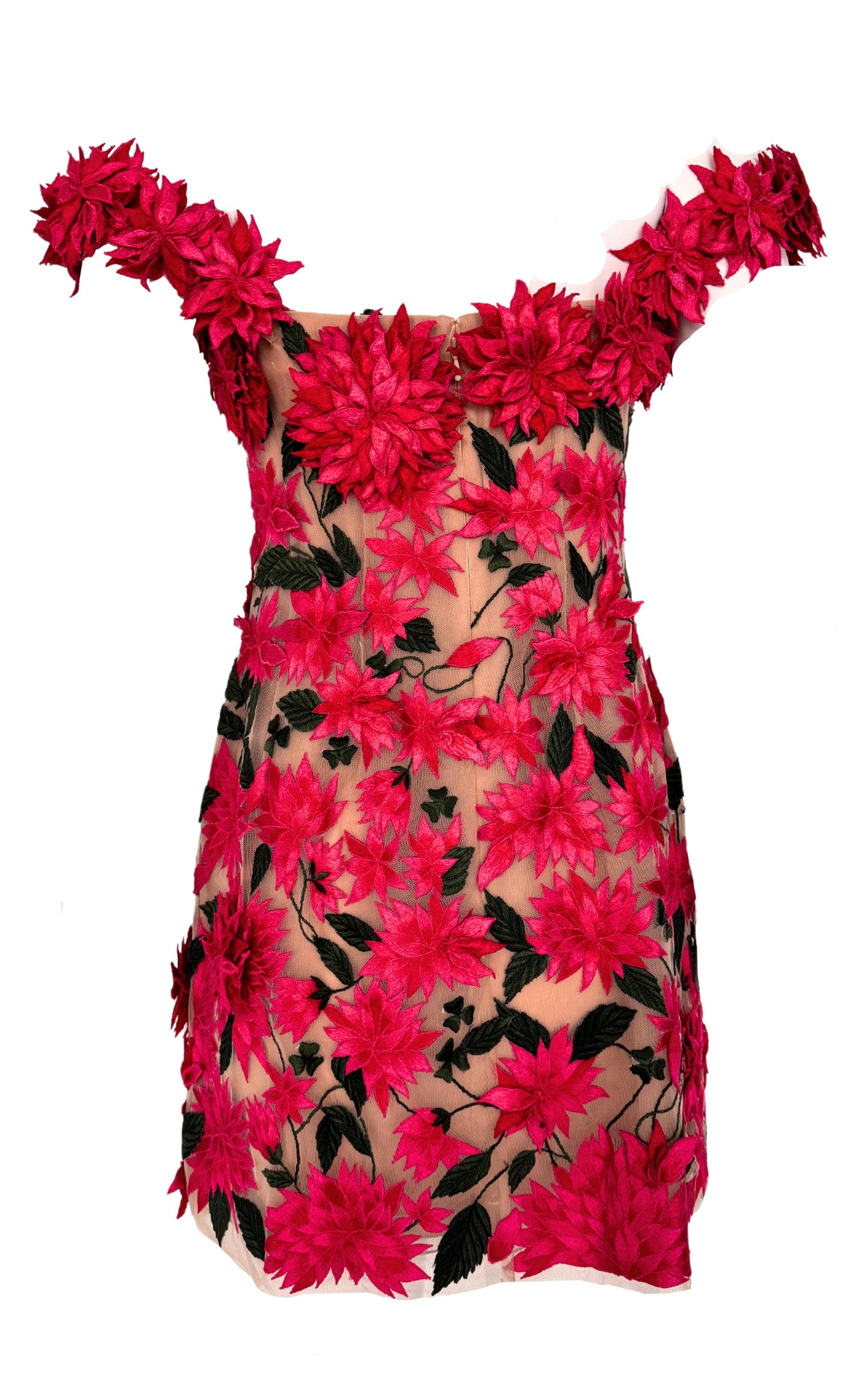 Dahlia Floral-appliqué Mini Dress Oscar de la Renta