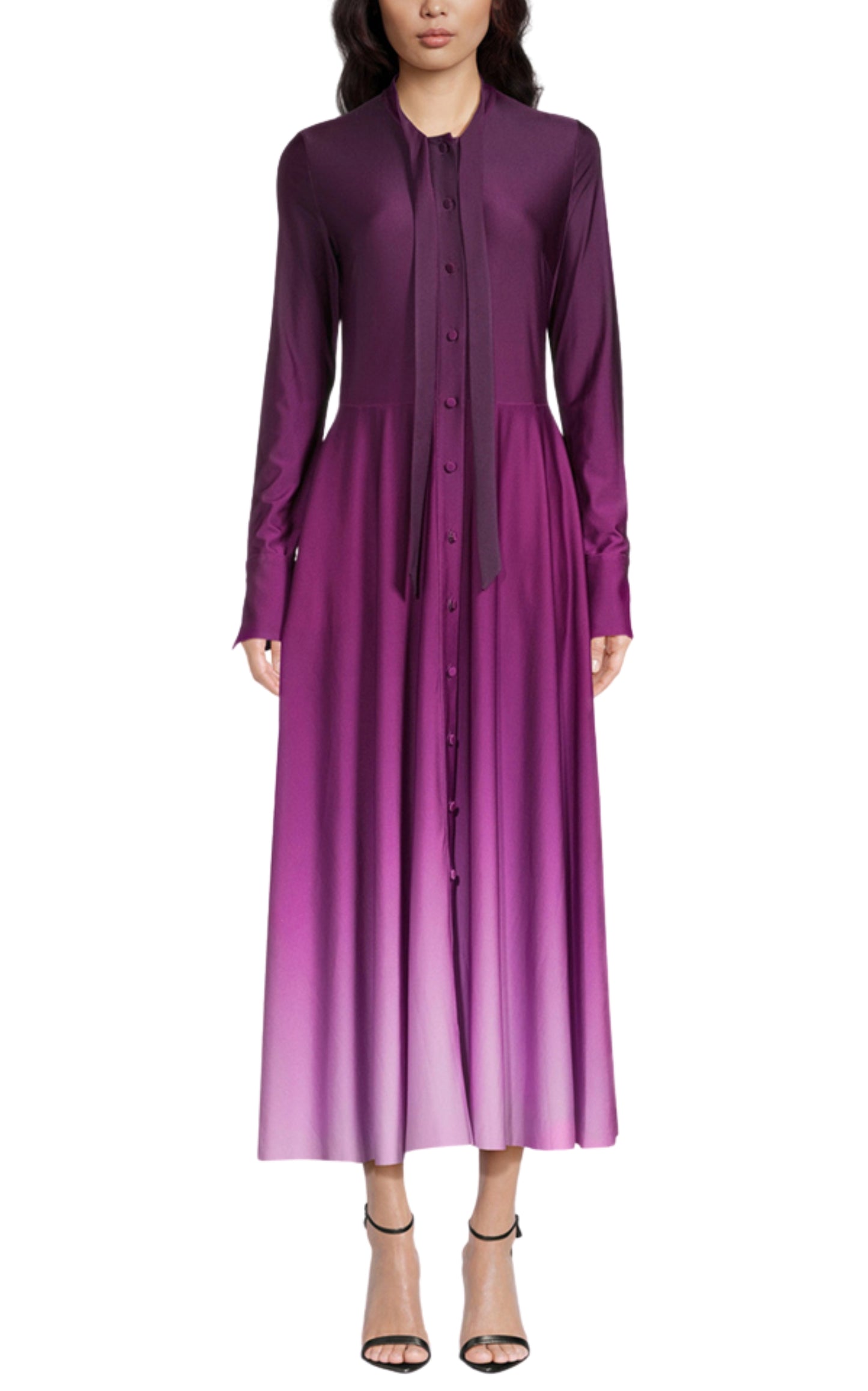 Long-Sleeve Ombre Jersey Midi Dress Oscar de la Renta