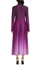 Long-Sleeve Ombre Jersey Midi Dress Oscar de la Renta